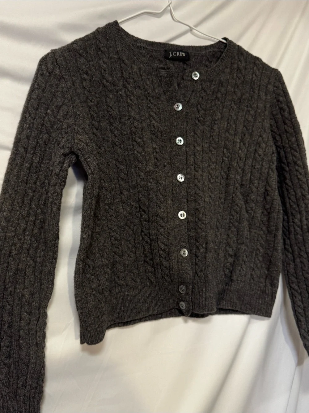 J. Crew Charcoal Cable-Knit Button Cardigan
